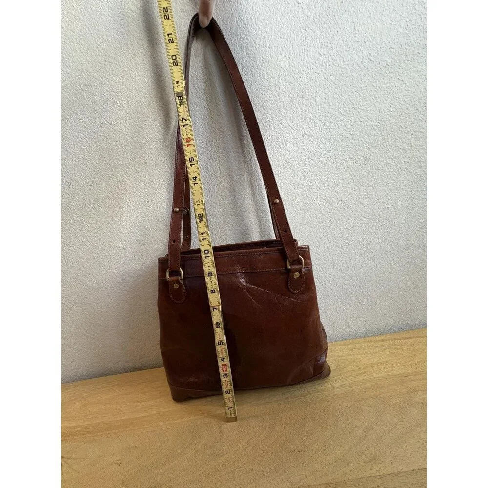 Brahmin Brown Leather Shoulder Bag Womens Medium Adjustable Strap Tote Purse
